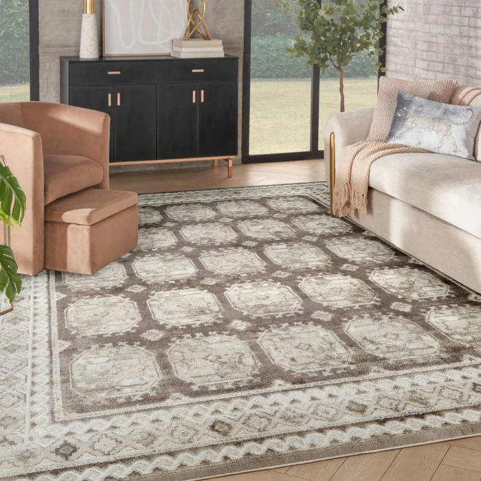 Nourison Dekor Ivory Brown DEK01 7 ft. 10 in. X 9 ft. 10 in. Rect. Rug