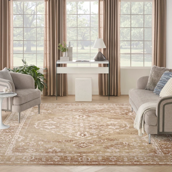Nourison Astra Machine Washable Rust Multicolor ASW11 7 ft. 10 in. X 10 ft. Rect. Rug