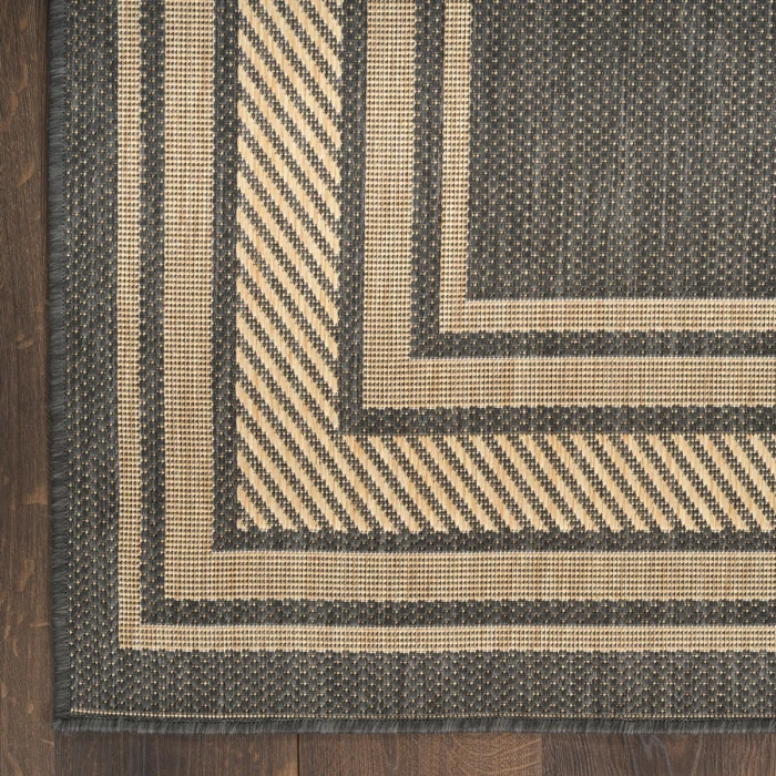 Nourison Horizon Indoor/Outdoor Charcoal HOZ03 2 ft. X 6 ft. Rect. Rug