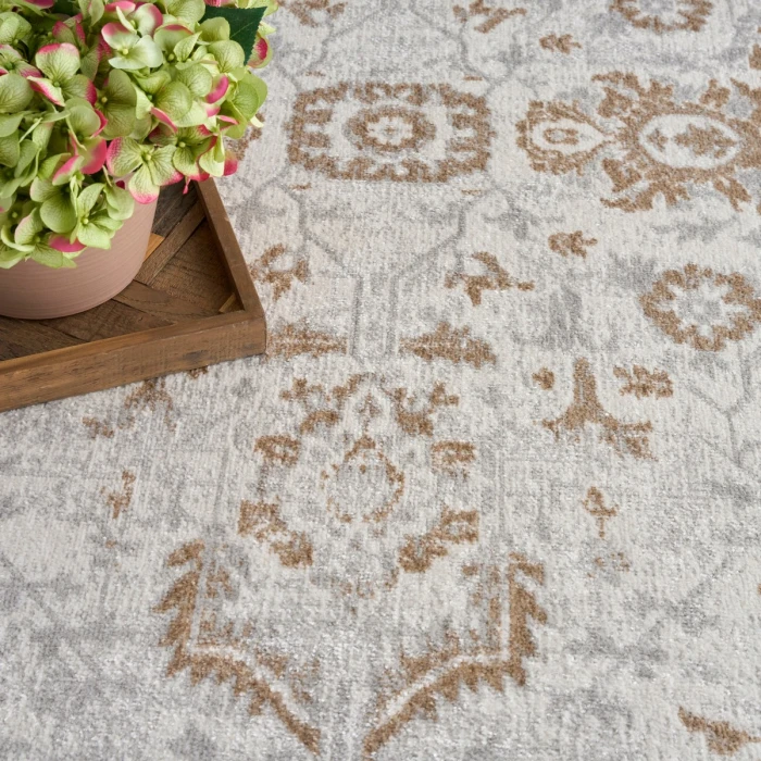 Nourison Astra Machine Washable Grey ASW20 4 ft. X 6 ft. Rect. Rug