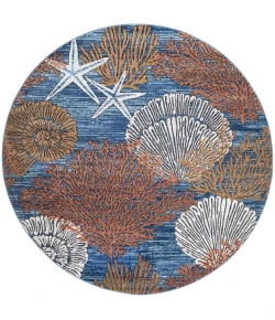Nourison Home Seaside SDS04 Blue Multicolor 5 ft. 3 in. Round Area Rug