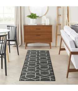 Nourison Home Horizon Indoor/Outdoor HOZ01 Black 2 ft. 2 in. X 8 ft. Area Rug