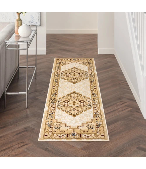 Nourison Grafix Cream Multicolor GRF43 2ft.3in. x 7ft.6in. Rect. Rug