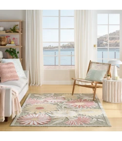 Nourison Home Aloha ALH33 Sage Rose 5 ft. 3 in. X 7 ft. 5 in. Area Rug