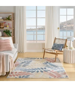 Nourison Home Aloha ALH18 Ivory Blue 5 ft. 3 in. X 7 ft. 5 in. Area Rug