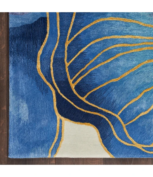 Nourison Prismatic Blue Gold PRS32 8 ft. X 10 ft. Rect. Rug