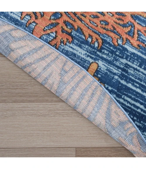 Nourison Seaside Blue Multicolor SDS04 8 ft. X Round Rug