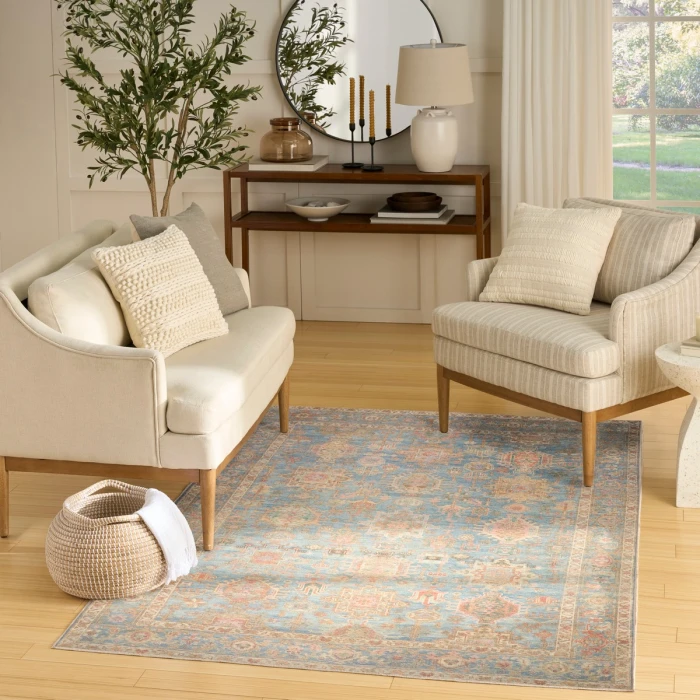 Nourison Vintage Washables Navy Multicolor VWS10 5 ft. 3 in. X 7 ft. 3 in. Rect. Rug