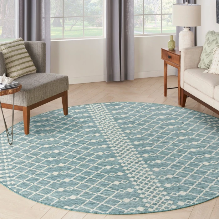 Nourison Positano Aqua POS02 6 ft. X Round Rug