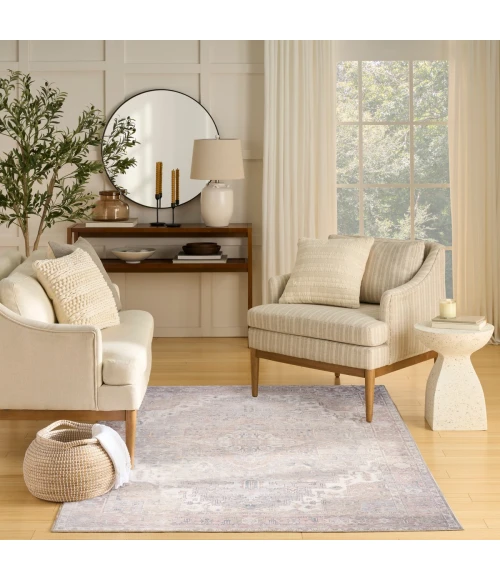 Nourison Vintage Washables Light Blue VWS07 5 ft. 3 in. X 7 ft. 3 in. Rect. Rug