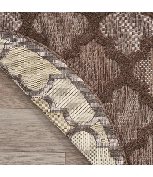 Nourison Easy Care Brown NES01 6 ft. X Round Rug