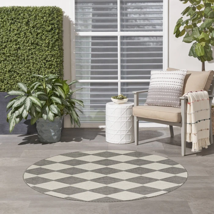 Nourison Positano Charcoal POS04 4ft. Round Rug