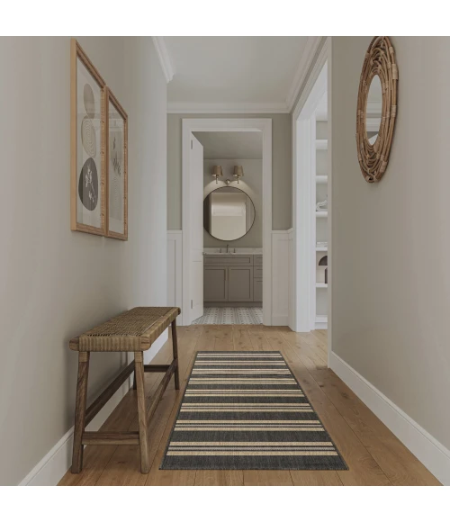 Nourison Home Horizon Indoor/Outdoor Black HOZ05 2ft.2in. x 8ft. Rect. Rug