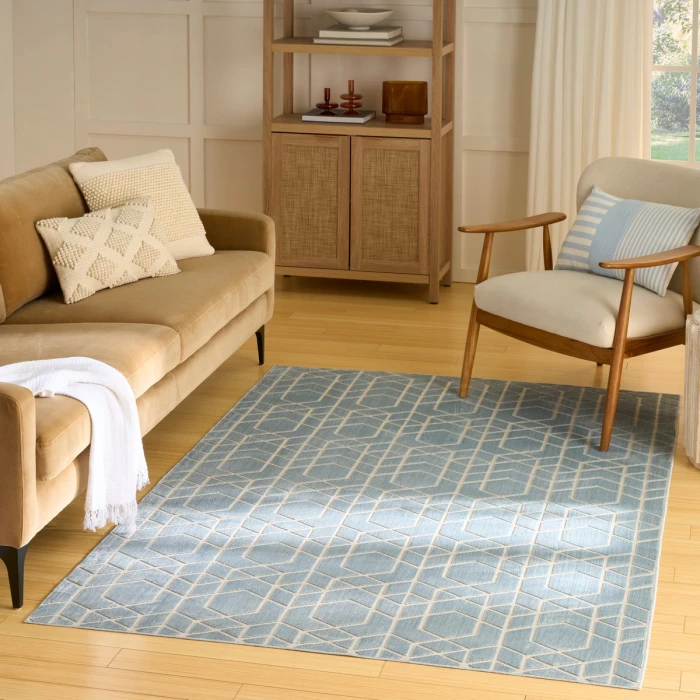 Nourison Washable Charm Blue Ivory WCH01 4 ft. X 6 ft. Rect. Rug