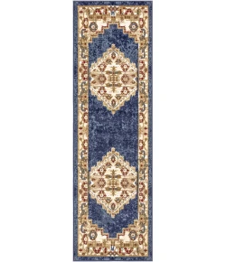 Nourison Grafix Navy Gold GRF43 2ft.3in. x 7ft.6in. Rect. Rug