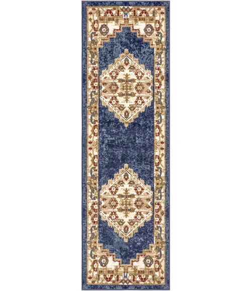 Nourison Grafix Navy Gold GRF43 2ft.3in. x 7ft.6in. Rect. Rug