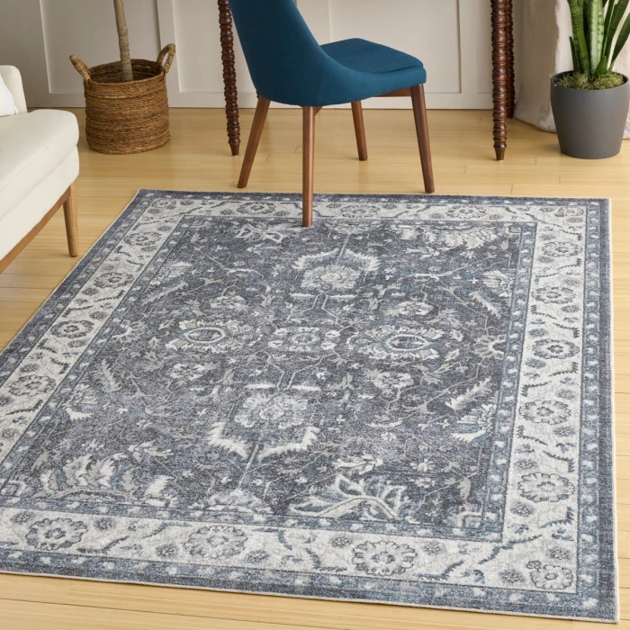 Nourison Astra Machine Washable Slate ASW20 6 ft. 7 in. X 9 ft. Rect. Rug
