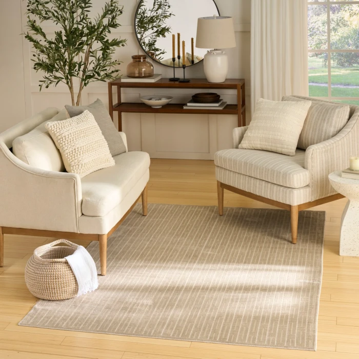Nourison Washable Charm Beige Ivory WCH02 6 ft. X 9 ft. Rect. Rug
