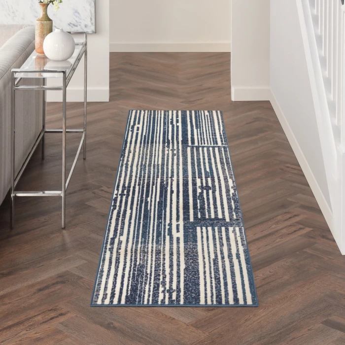 Nourison Grafix Blue Grey GRF42 2ft.3in. x 7ft.6in. Rect. Rug