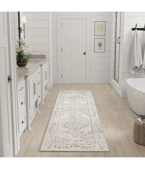 Nourison Astra Machine Washable Grey ASW11 2 ft. x 6 ft. Rect. Rug
