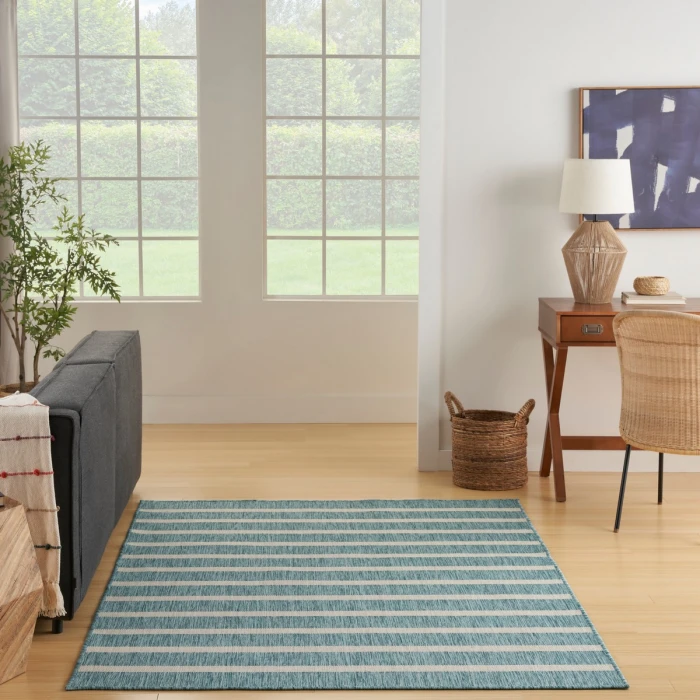 Nourison Positano Aqua Ivory POS03 7 ft. X 10 ft. Rect. Rug