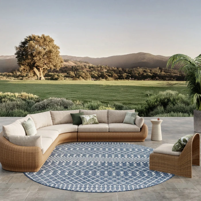 Nourison Positano Navy Blue POS02 10ft. Round Rug