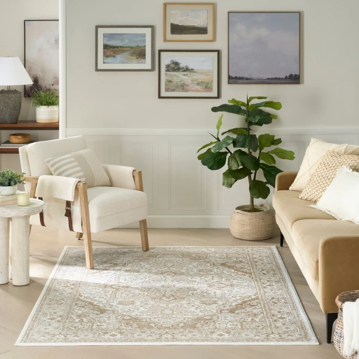 Nourison Dekor Ivory Taupe DEK08 5 ft. 3 in. X 7 ft. Rect. Rug
