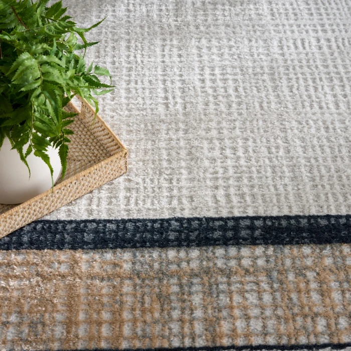 Nourison Dekor Grey Navy DEK06 5 ft. 3 in. X 7 ft. Rect. Rug