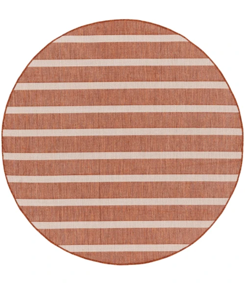 Nourison Positano Terracotta Ivory POS03 6 ft. X Round Rug