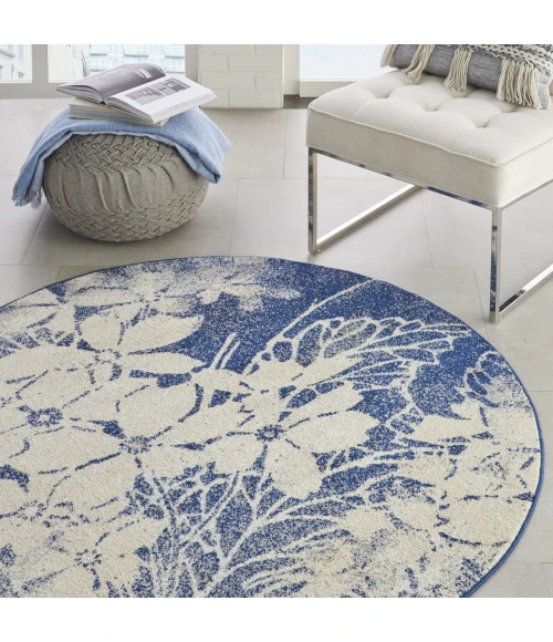 Nourison Home Tranquil Navy TRA08 5ft.3in. x Round Round Rug