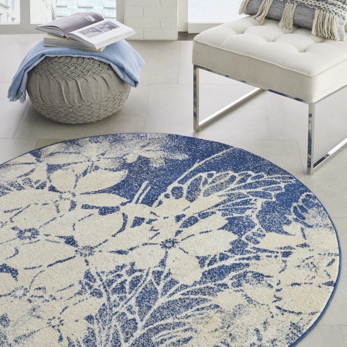 Nourison Home Tranquil Navy TRA08 5ft.3in. x Round Round Rug