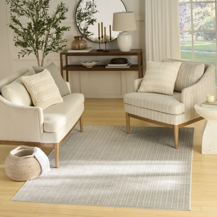 Nourison Home Washable Charm Grey WCH02 5ft. x 7ft. Rect. Rug