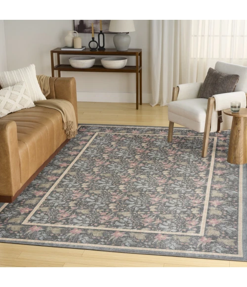 Nourison Home Botanical Washables Grey BOT03 5ft. x 7ft. Rect. Rug