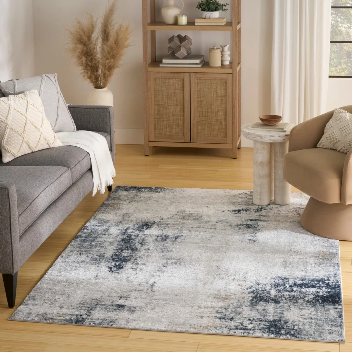 Nourison Dekor Grey Navy DEK07 4 ft. X 6 ft. Rect. Rug