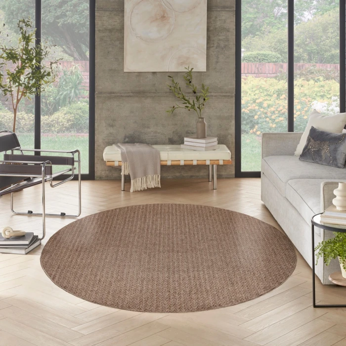 Nourison Tulum Brown TLM02 8 ft. X Round Rug