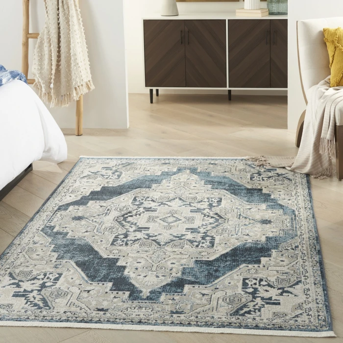 Nourison Carina Blue Grey CNA01 4ft. x 6ft. Rect. Rug
