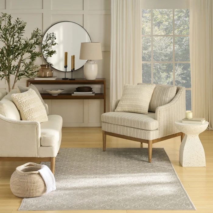 Nourison Home Washable Charm Grey WCH03 5ft. x 7ft. Rect. Rug