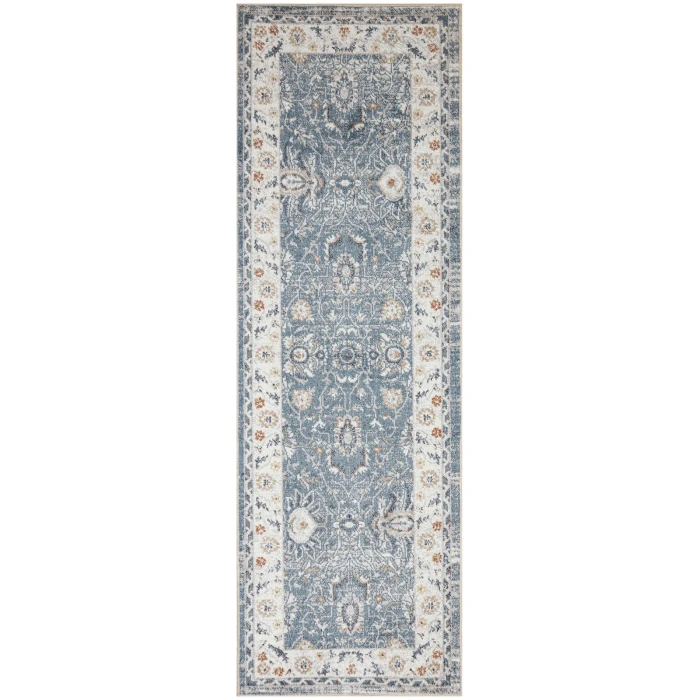 Nourison Astra Machine Washable Blue ASW20 2 ft. 2 in. x 8 ft. Rect. Rug