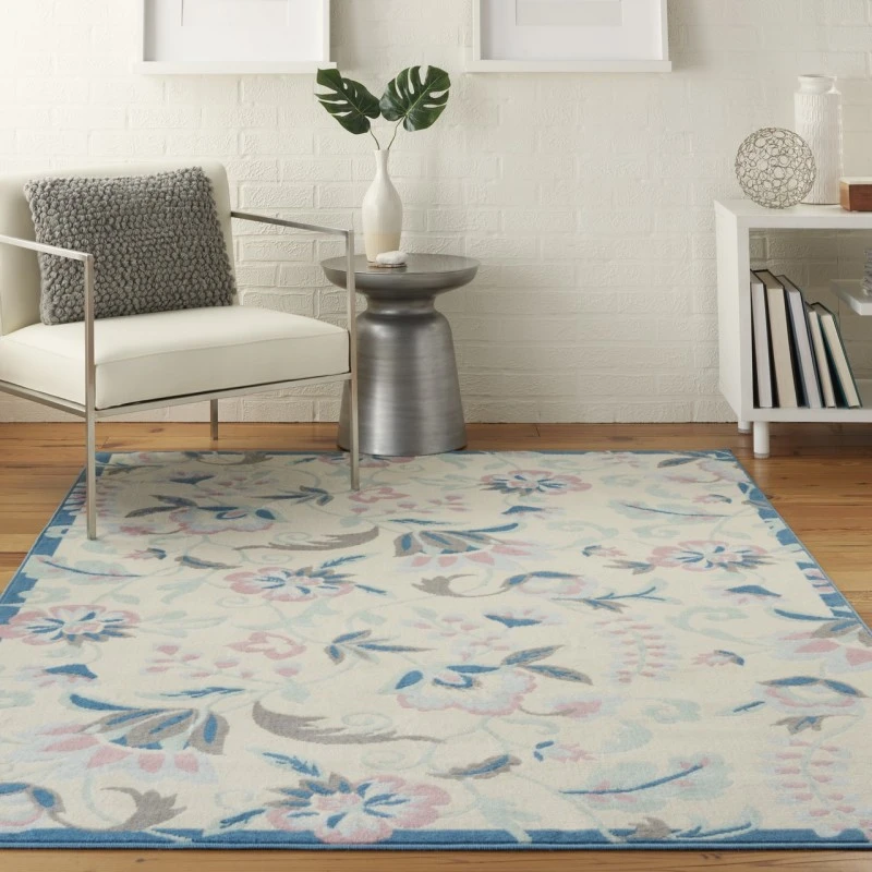 Nourison Jubilant Ivory/Multicolor JUB15 5ft.3in. x 7ft.3in. Rect. Rug