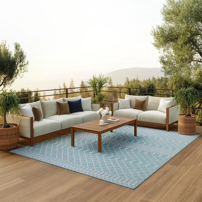 Nourison Positano Aqua POS02 6 ft. X 9 ft. Rect. Rug