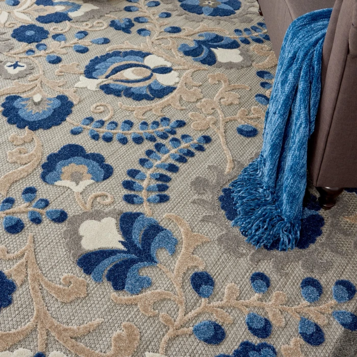 Nourison Aloha Natural Blue ALH17 9 ft. X 12 ft. Rect. Rug