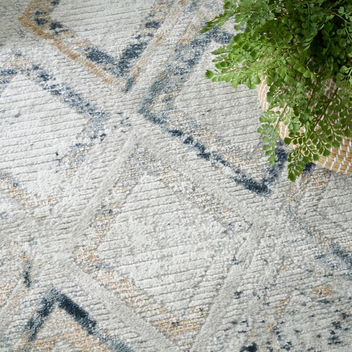 Nourison Dekor Grey Navy DEK05 4 ft. X 6 ft. Rect. Rug