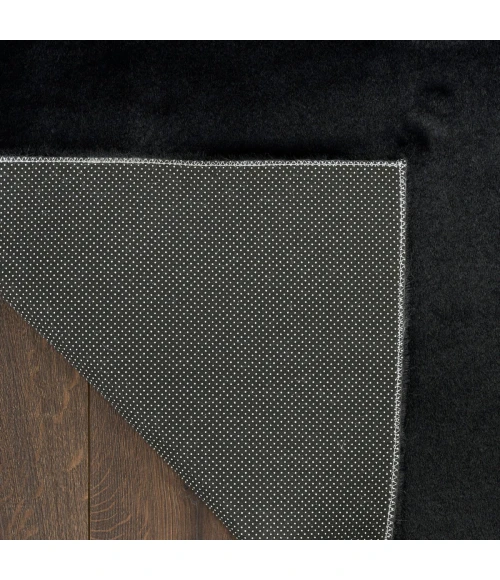 Nourison Soft Plush Rabbit Fur Black SFF01 5 ft. X 7 ft. Rect. Rug