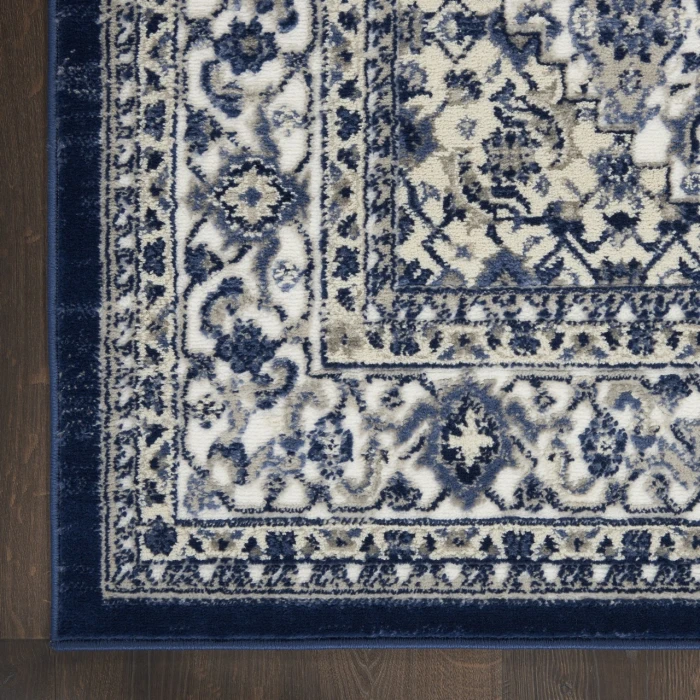 Nourison Cyrus Ivory Navy CYR01 2ft.2in. x 7ft.6in. Rect. Rug