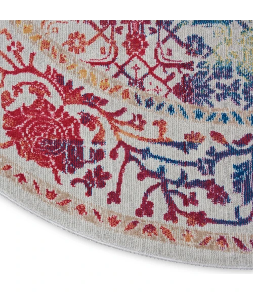 Nourison Home Ankara Global White ANR04 6ft. x Round Round Rug