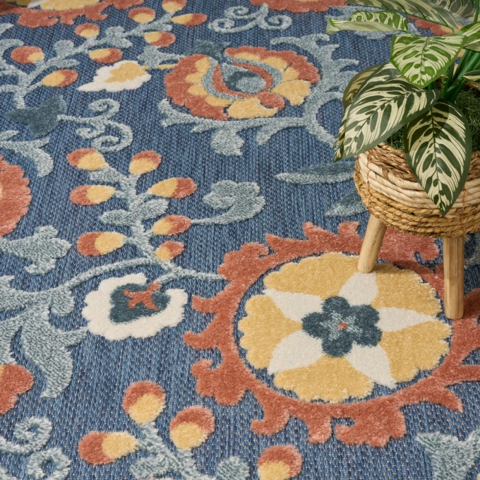 Nourison Aloha Blue Rose ALH17 3 ft. 6 in. X 5 ft. 6 in. Rect. Rug