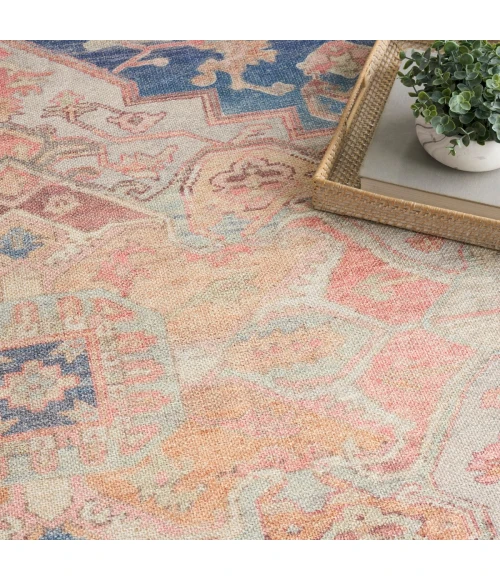 Nourison Vintage Washables Blue Coral VWS13 5 ft. 3 in. X 7 ft. 3 in. Rect. Rug