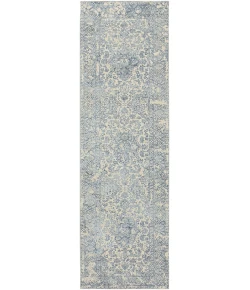 Nourison Azalea Ivory Blue AZA01 2ft.6in. x 10ft. Rect. Rug