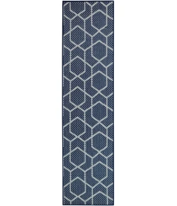 Nourison Home Horizon Indoor/Outdoor HOZ01 Navy 2 ft. 2 in. X 8 ft. Area Rug
