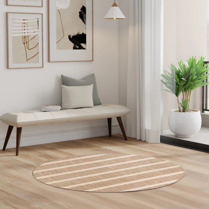Nourison Positano Beige Ivory POS03 4ft. Round Rug